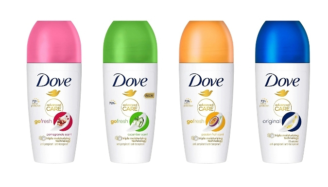 3-12 Pack of Dove 72H Roll-On Antiperspirant - 4 Scents