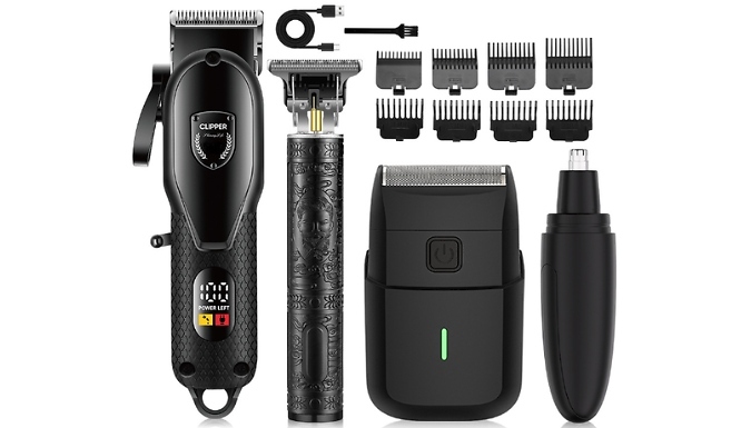 14-Piece Men's Electric Grooming Set - Hair Clipper, Shaver, Trimmer & More!