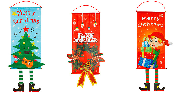 1 or 2-Pack Christmas Hanging Banners - 6 Designs