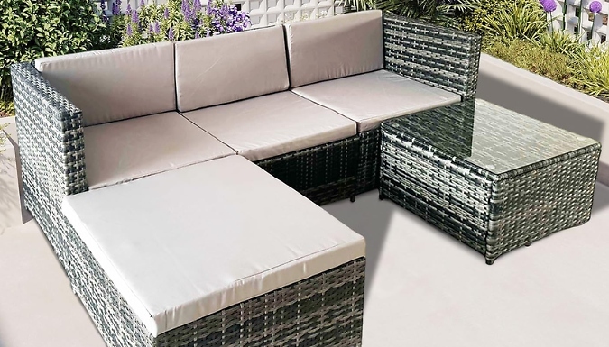 3-Seater Rattan Garden Corner Sofa Set - 2 Colours