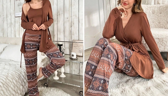 Women's 3-Piece Pyjama Set - 7 Colours & 3 Sizes