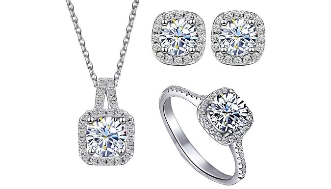 3-Piece Sparkling Cube Rhinestone Jewellery Set from Go Groopie IE