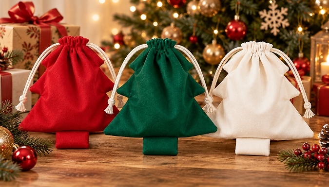 3-Piece Tree-Shaped Drawstring Pouch Gift Bag Set