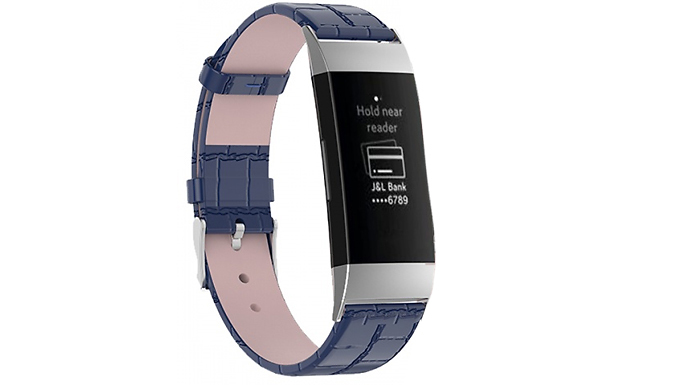 Aquarius Real Leather Band Compatible With Fitbit Charge 3