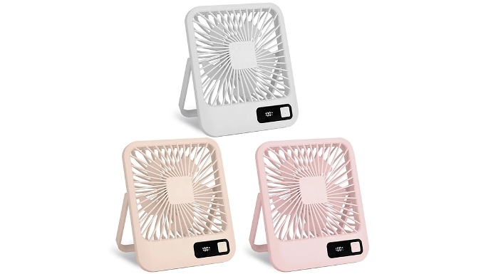 Mini Foldable Desk Fan with LED Display - 3 Colours at Go Groopie IE