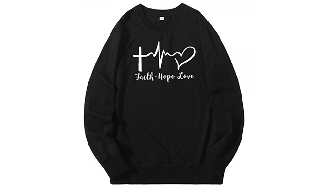 ‘Faith, Love, Hope’ Crew Neck Jumper - 7 Colours & 4 Sizes