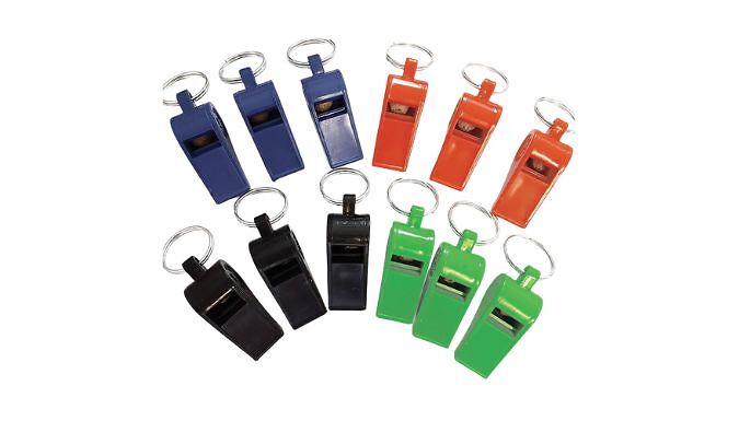 12-Pack Plastic Whistles