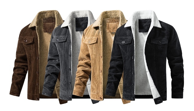 Men's Corduroy Fleece Lined Jacket - 4 Colours & 5 Sizes