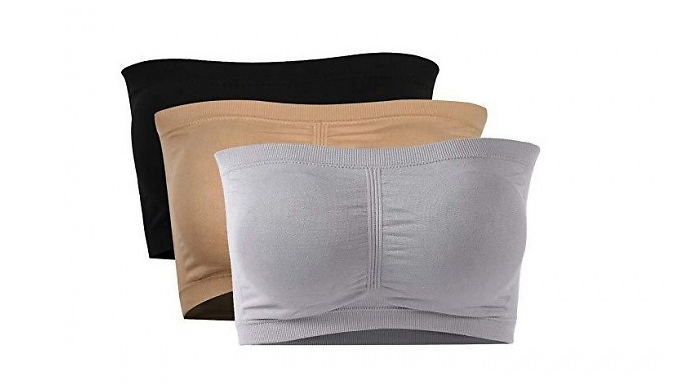 Bandeau-Style Strapless Bra with Removable Pads - 5 Colours & 6 Sizes from Go Groopie IE