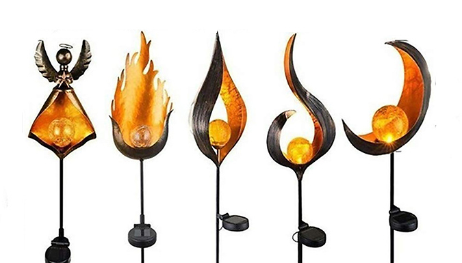 1 or 2 Solar Bronze Cut-Out Glass Globe Lawn Lights - 5 Styles from Go Groopie IE