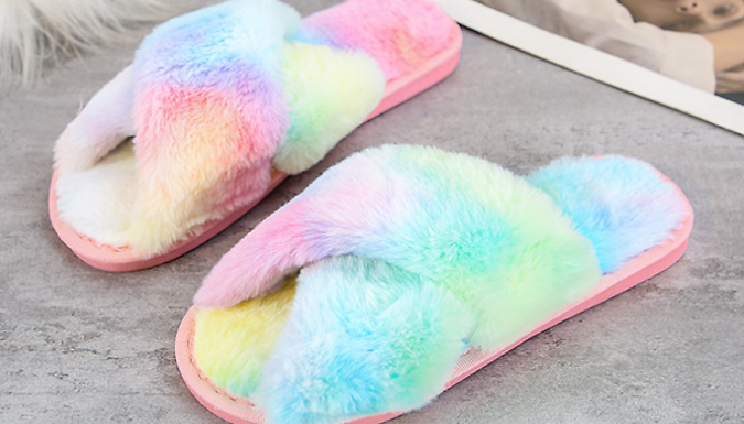 Crossover discount fluffy slippers