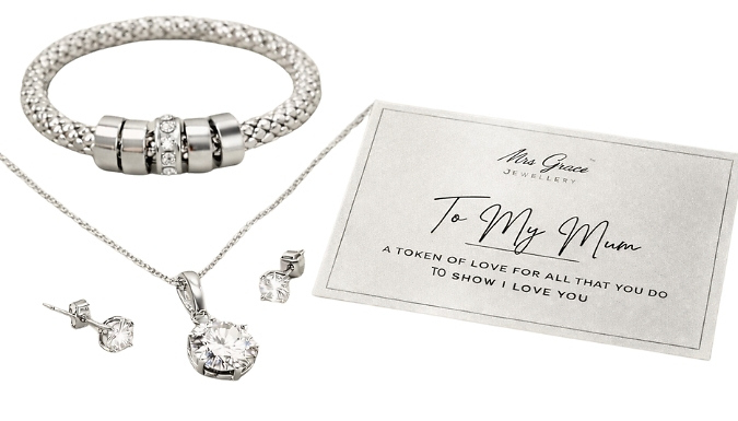 3-Piece Ember Jewellery Set Encrusted with Swarovski Crystals - 2 Colours, 5 Options