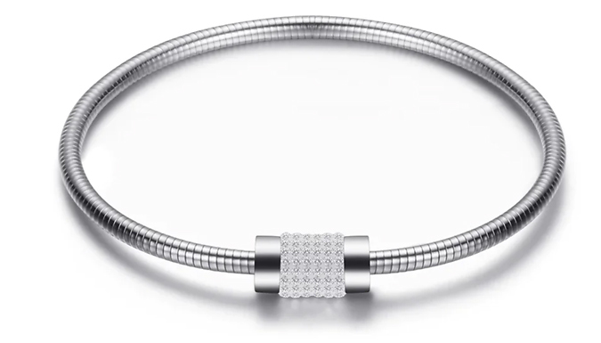 Simulated Crystal Pave Bangle - 2 Colours