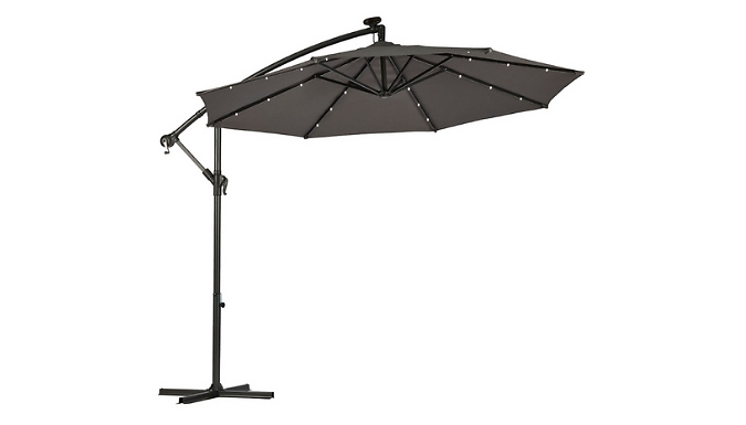 Solar-Powered LED Parasol & Cover with Optional Base - 4 Colours