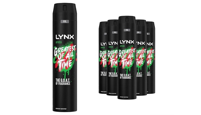 6-Pack of Lynx Africa XXL Deodorant - 250ml Each!