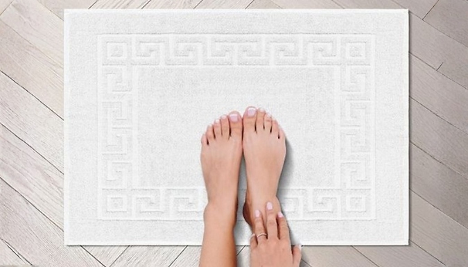 Hotel Cotton Greek Design Bath Mat - Pack of 2, 4 or 6!