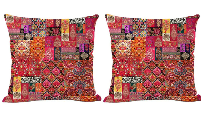 2-Piece Boho Printed Cushion Cover Set - 6 Styles