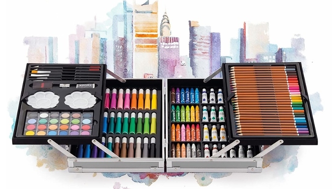 145-Piece Art Set with Aluminium Case - 2 Colours!