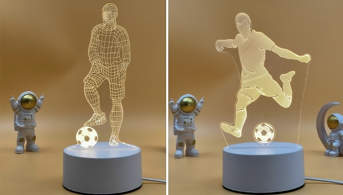 Footballer 3D Acrylic Remote Control Night Light - 2 Designs!