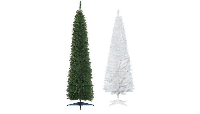 HOMCOM Green or White Artificial Christmas Trees - 5ft, 6ft or 7ft!