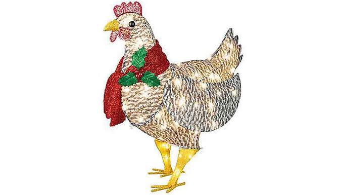 Christmas Light-Up Chicken with Scarf Decoration