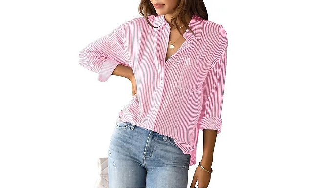 Women's Striped Long Sleeved Shirt - 5 Sizes & 5 Colours