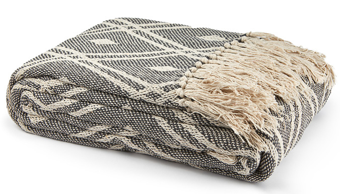 Woven Diamond Geometric Scandi Throw - 7 Colours & 2 Sizes