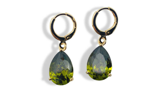 Pear-Cut Green Gemstone Dangle Earrings