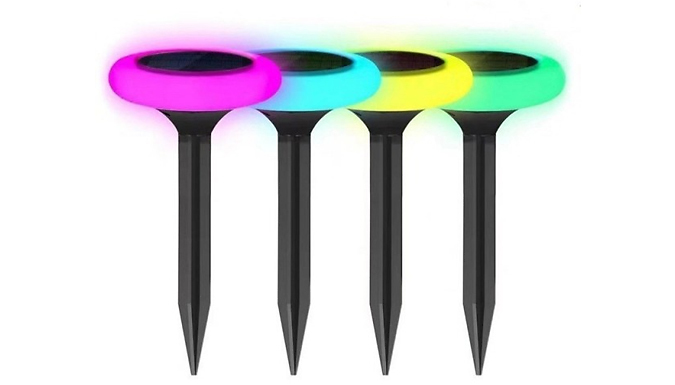 Solar Colour-Changing LED Decorative Garden Stake Light - 1, 2 or 4 Lights