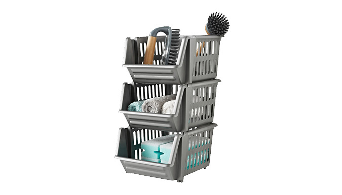 3-Tier Kitchen Storage Baskets - 3 Colours