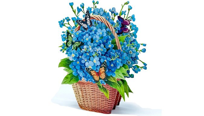 6-Pack 3D Pop-Up Floral Basket Greeting Card