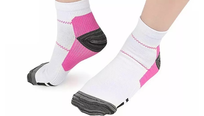 3 or 6 Pairs of Plantar Fasciitis Support Compression Socks - 3 Colours, 2 Sizes
