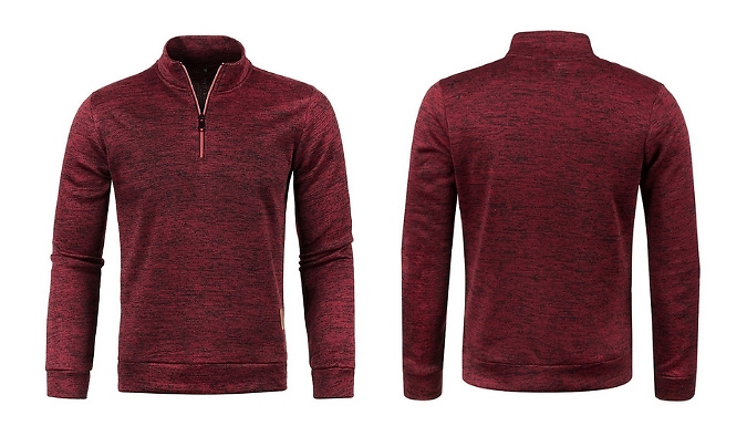 Men’s Light Fleece Collar Zip Knit Sweater - 10 Colours & 8 Sizes