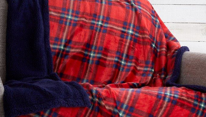 Teddy Reversible Check Throw Blanket - 4 Designs & 2 Sizes