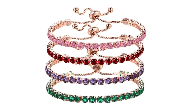 Adjustable Single Row Simulated Crystal Bracelet - 4 Colours
