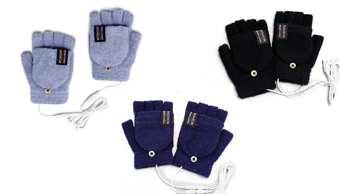 Touch-Screen Winter Warm Flip USB-Heated Gloves