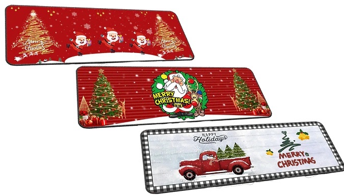 Two-Pack of Christmas Kitchen Floor Mats - 3 Designs
