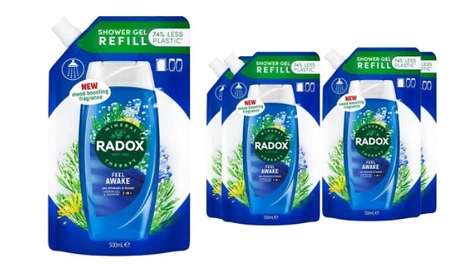 5-Pack Radox 2-in-1 Feel Awake Shower Gel Refill Pouch
