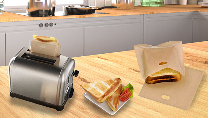 Justgiftdirect 5-Pack of Reusable Non-Stick Toaster Bags - 2 Sizes