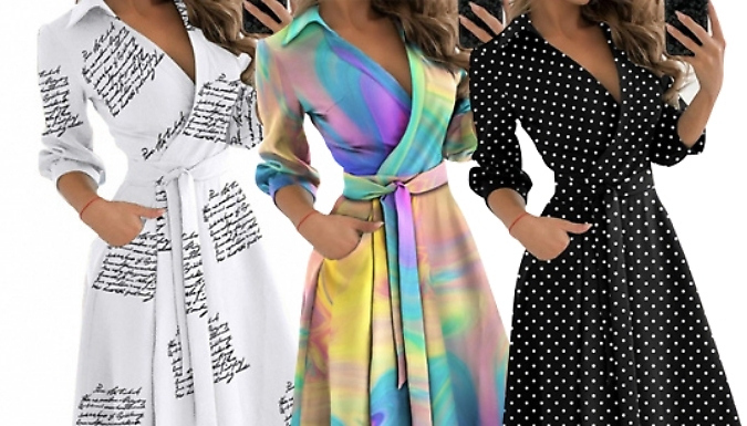 Long-Sleeve Midi Shirt Dress! - 6 Colours & 5 Sizes