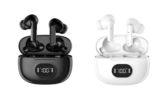 Wireless Bluetooth Earbuds with LED Charging Case - 2 Colours at Go Groopie IE