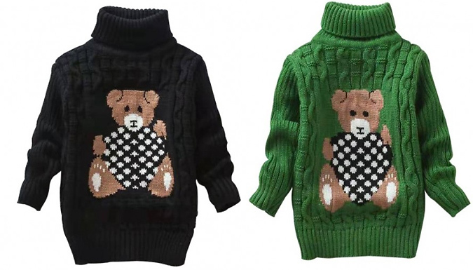 Kids Knitted Teddy Bear Sweater - 7 Colours & 6 Sizes