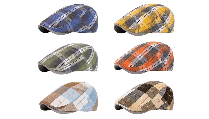 Colourful Checkered Flat Cap - 6 Colours