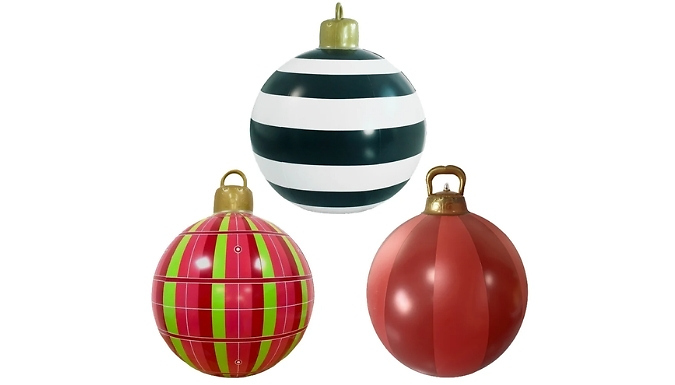1 or 3 Inflatable Christmas Bauble Decorations - 3 Colours!