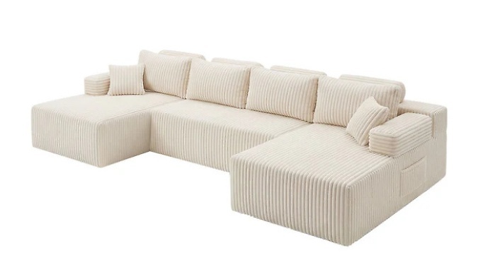 Modular U Shaped Sectional Boneless Sofa Bed - 2 Colours