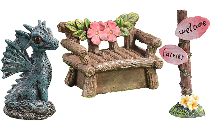 3-Piece Resin 'Welcome Fairies' Dragon Garden Statue Set