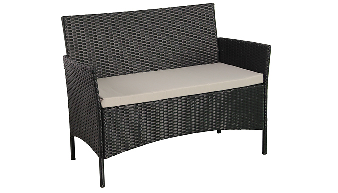 4-Seater Rattan Garden Furniture Set - Black!