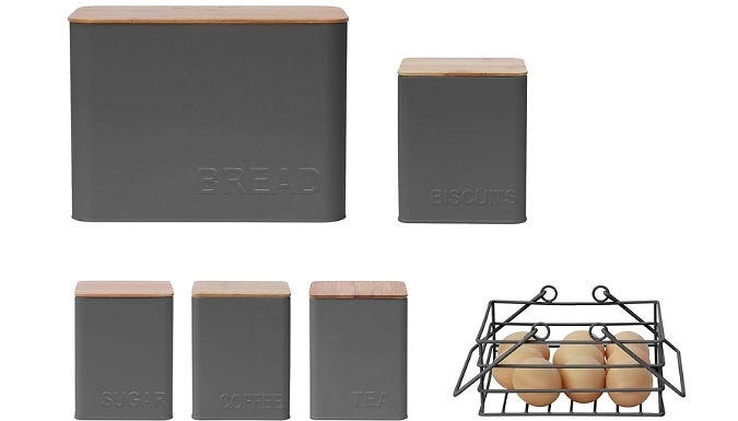 Rectangle Kitchen Storage Set - 5 Containers & An Egg Basket