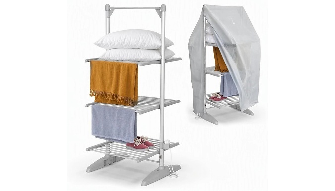 3-Tier Heated Clothes Airer - With Cover