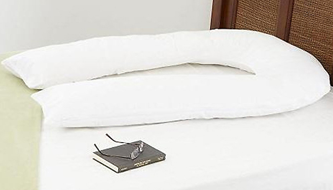 9ft or 12ft Giant U-Shaped Anti-Allergenic Pillow with Optional Pillow Case – 6 Colours Deal Price £14.99